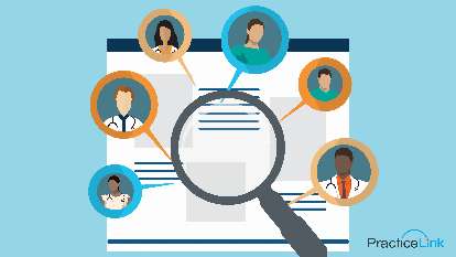 magnifying glass looking at physician candidates and international medical graduates
