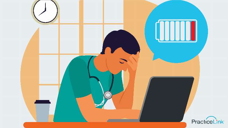 a physician with a drained battery showing the importance of physician burnout prevention